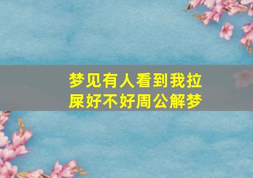 梦见有人看到我拉屎好不好周公解梦