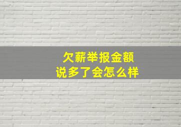 欠薪举报金额说多了会怎么样