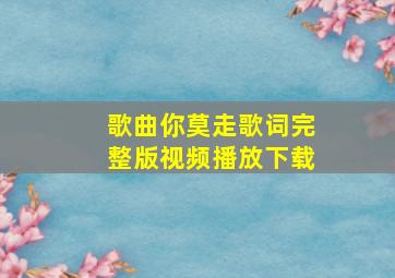 歌曲你莫走歌词完整版视频播放下载