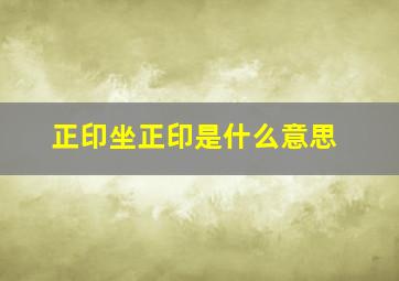 正印坐正印是什么意思