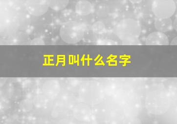 正月叫什么名字