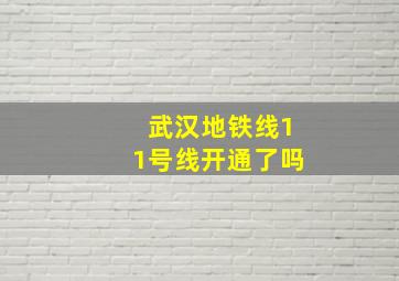 武汉地铁线11号线开通了吗