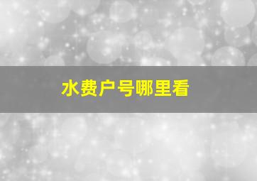 水费户号哪里看