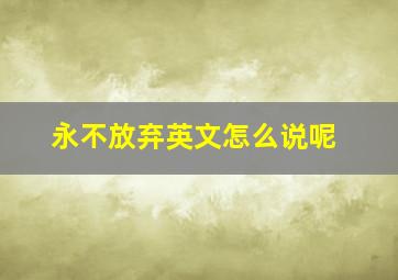 永不放弃英文怎么说呢