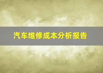 汽车维修成本分析报告