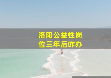 洛阳公益性岗位三年后咋办