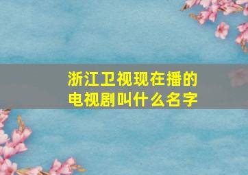 浙江卫视现在播的电视剧叫什么名字