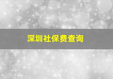 深圳社保费查询