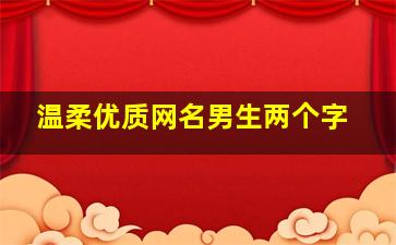 温柔优质网名男生两个字