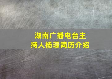 湖南广播电台主持人杨璟简历介绍