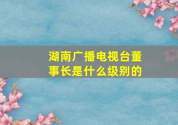 湖南广播电视台董事长是什么级别的