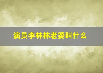 演员李林林老婆叫什么