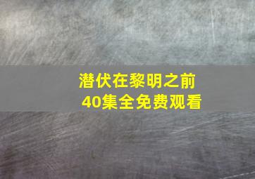 潜伏在黎明之前40集全免费观看