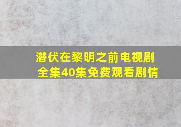 潜伏在黎明之前电视剧全集40集免费观看剧情