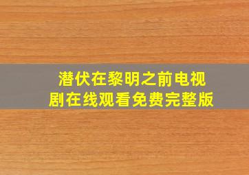 潜伏在黎明之前电视剧在线观看免费完整版