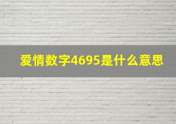 爱情数字4695是什么意思