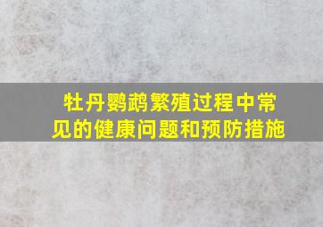 牡丹鹦鹉繁殖过程中常见的健康问题和预防措施