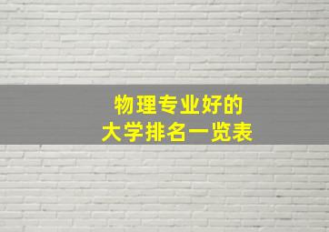 物理专业好的大学排名一览表