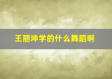 王丽坤学的什么舞蹈啊