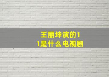 王丽坤演的11是什么电视剧