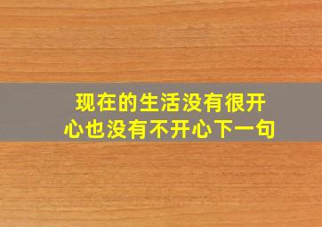 现在的生活没有很开心也没有不开心下一句