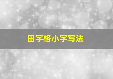 田字格小字写法