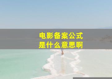 电影备案公式是什么意思啊