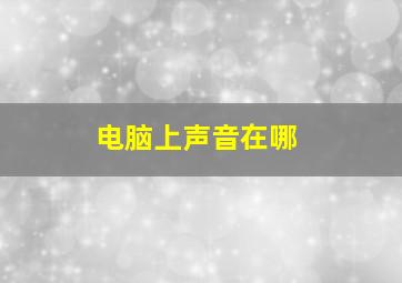 电脑上声音在哪