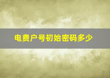 电费户号初始密码多少