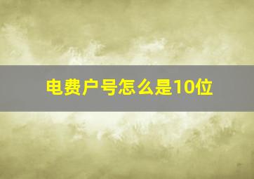 电费户号怎么是10位