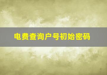 电费查询户号初始密码