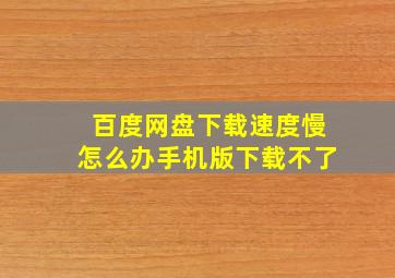 百度网盘下载速度慢怎么办手机版下载不了