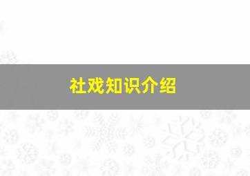 社戏知识介绍