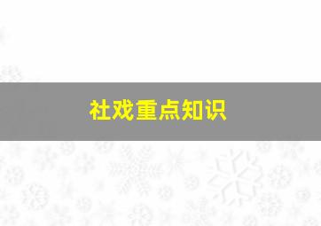 社戏重点知识