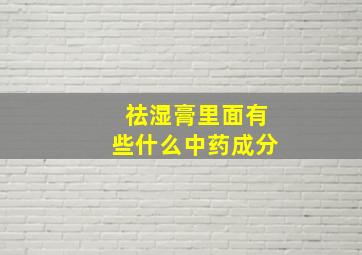 祛湿膏里面有些什么中药成分