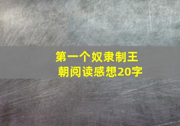 第一个奴隶制王朝阅读感想20字