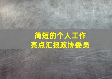 简短的个人工作亮点汇报政协委员