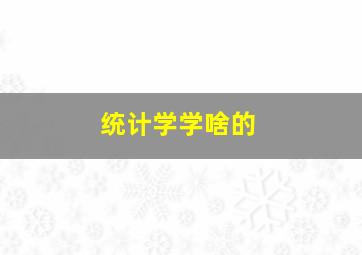 统计学学啥的