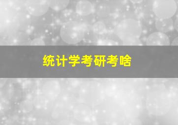 统计学考研考啥