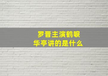 罗晋主演鹤唳华亭讲的是什么