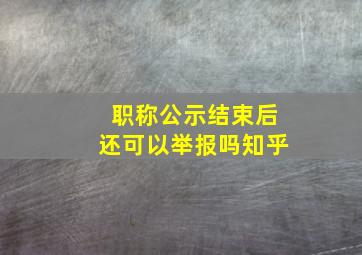 职称公示结束后还可以举报吗知乎