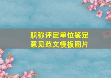 职称评定单位鉴定意见范文模板图片