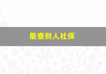 能查别人社保