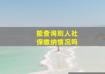 能查询别人社保缴纳情况吗