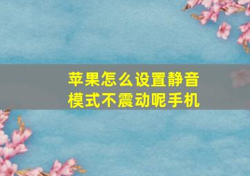 苹果怎么设置静音模式不震动呢手机