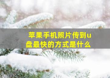 苹果手机照片传到u盘最快的方式是什么