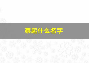 蔡起什么名字