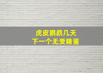 虎皮鹦鹉几天下一个无受精蛋