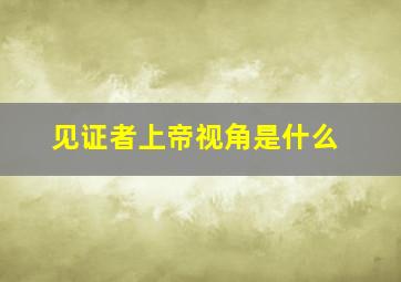 见证者上帝视角是什么