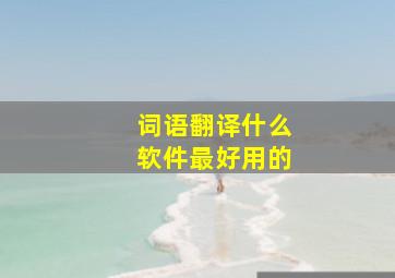 词语翻译什么软件最好用的